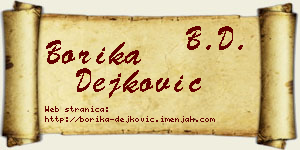 Borika Dejković vizit kartica